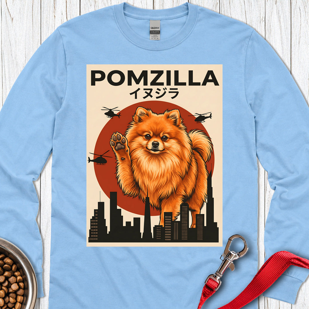 Pomeranian Pomzilla Long Sleeve — Carolina Blue