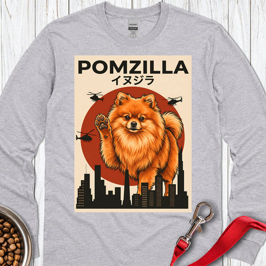 Pomeranian Pomzilla Long Sleeve — Sport Grey