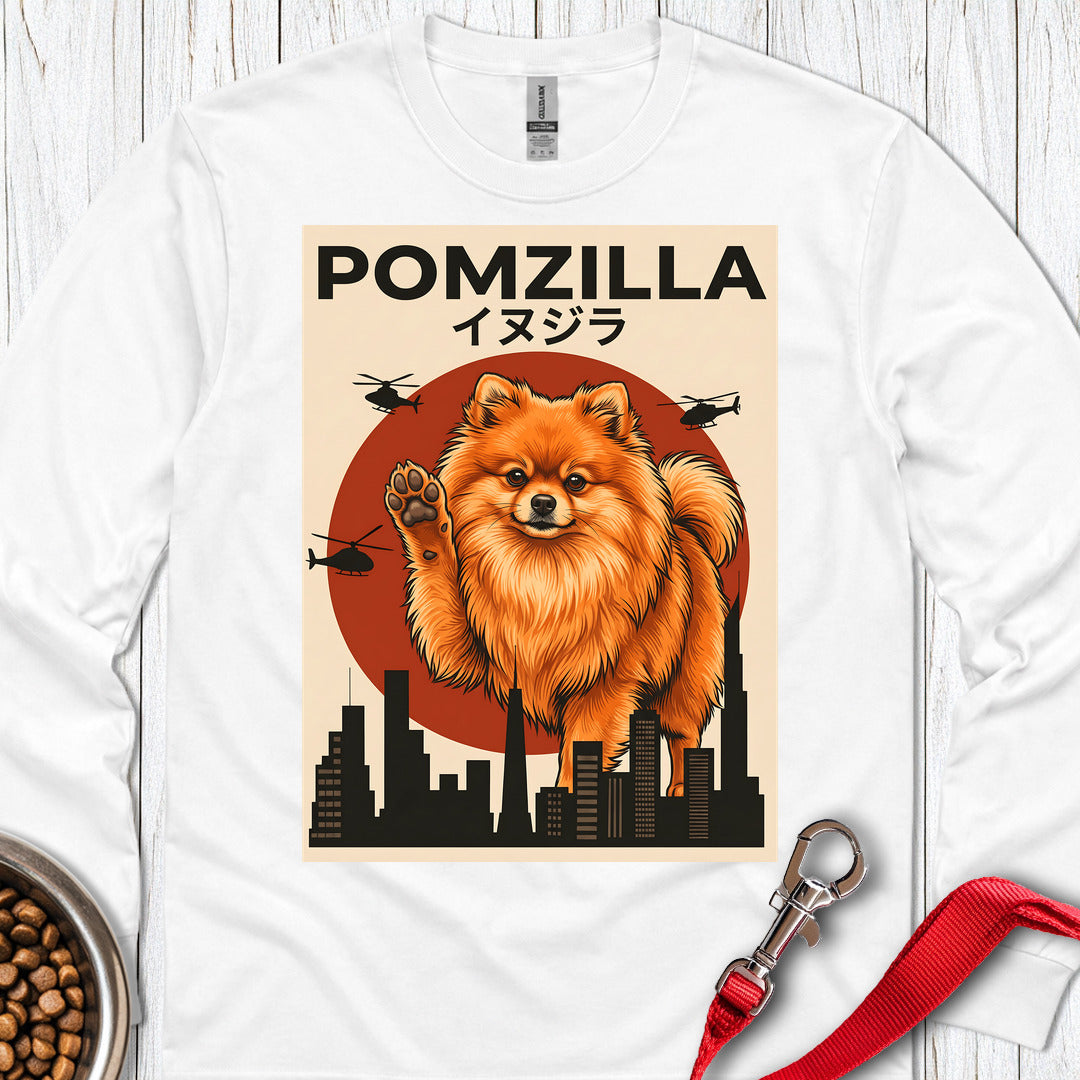 Pomeranian Pomzilla Long Sleeve — White