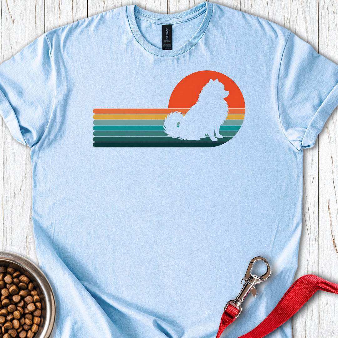 Pomeranian Retro Sunset — Light Blue