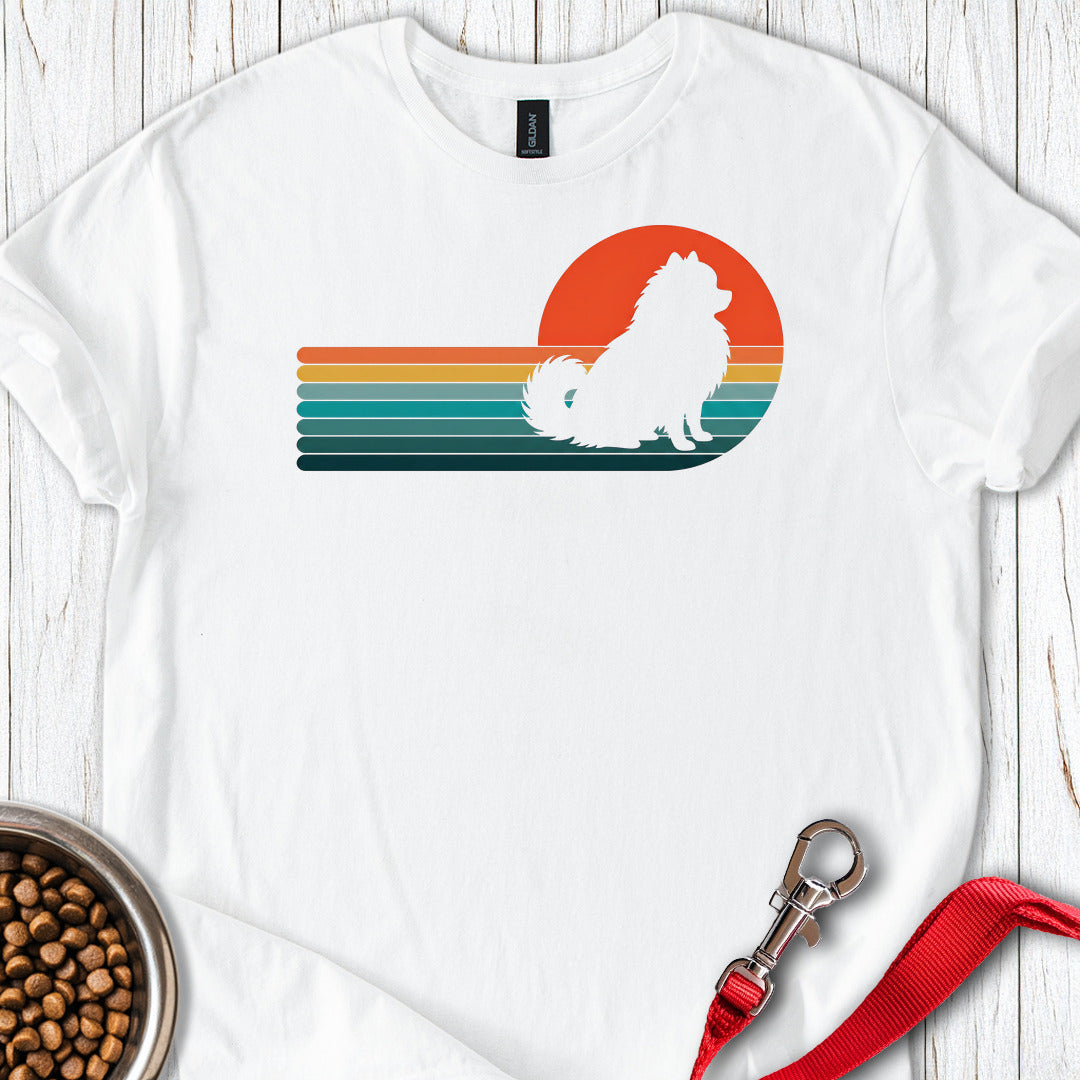 Pomeranian Retro Sunset — White