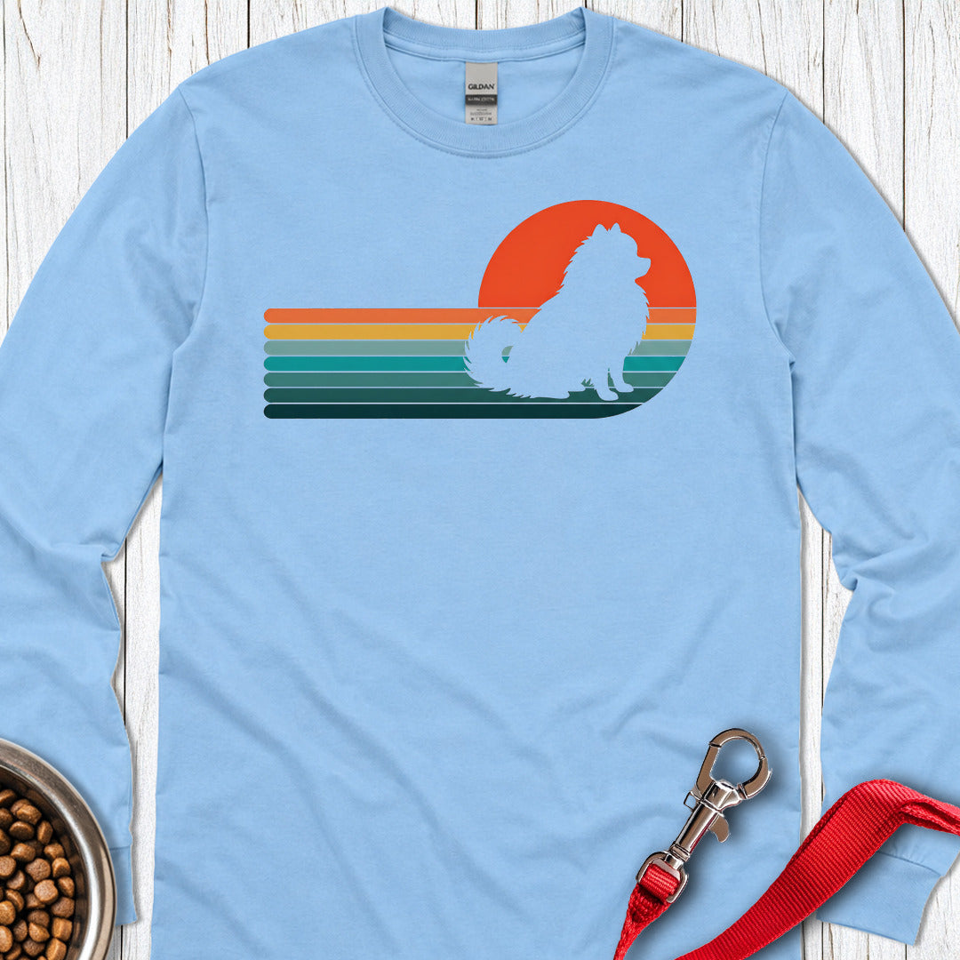 Pomeranian Retro Sunset Long Sleeve — Carolina Blue