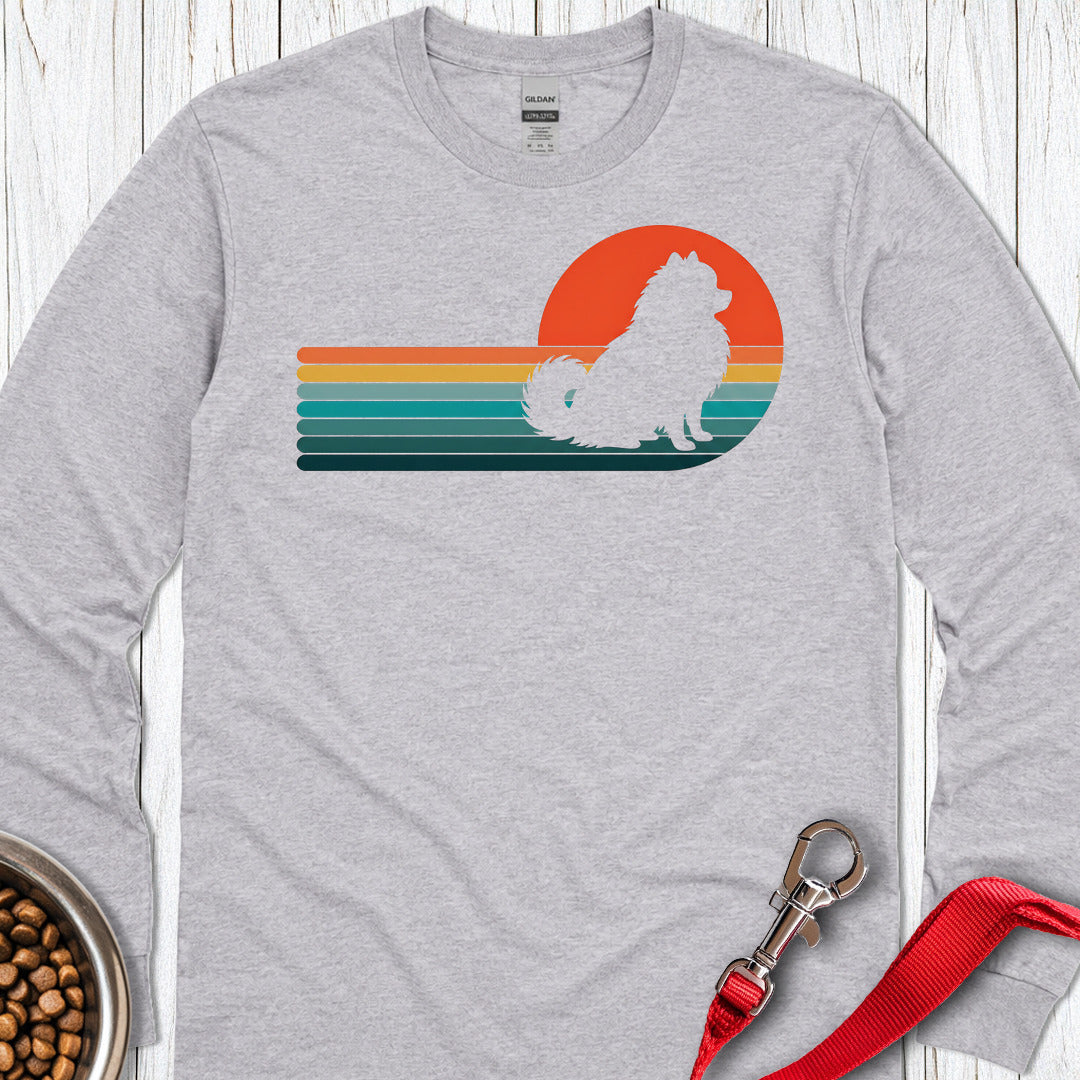 Pomeranian Retro Sunset Long Sleeve — Sport Grey
