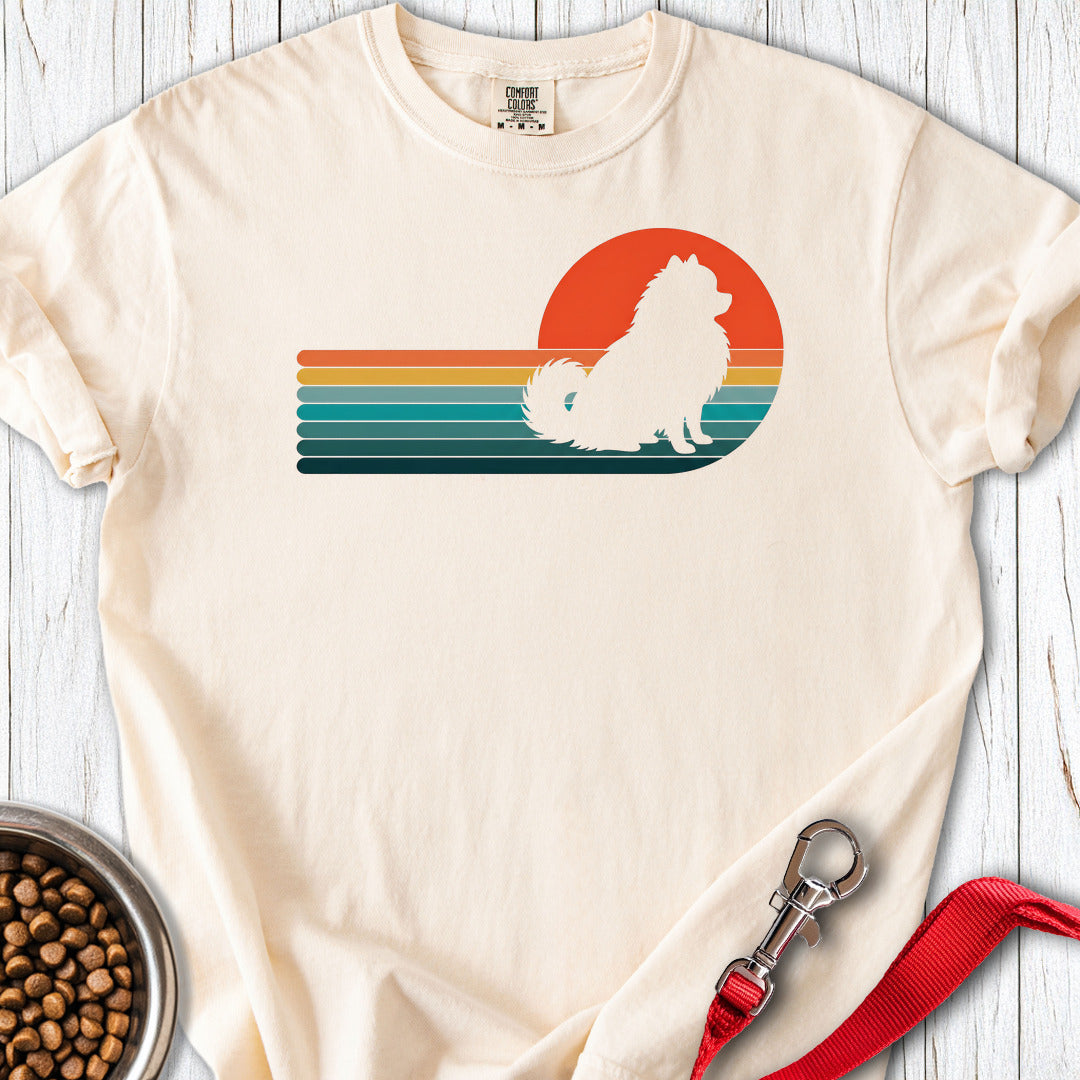 Pomeranian Retro Sunset Premium Tee — Ivory