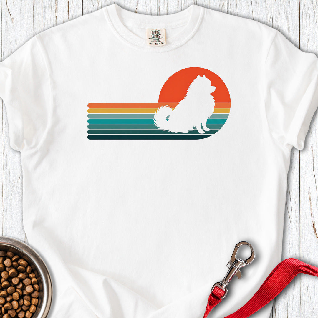Pomeranian Retro Sunset Premium Tee — White