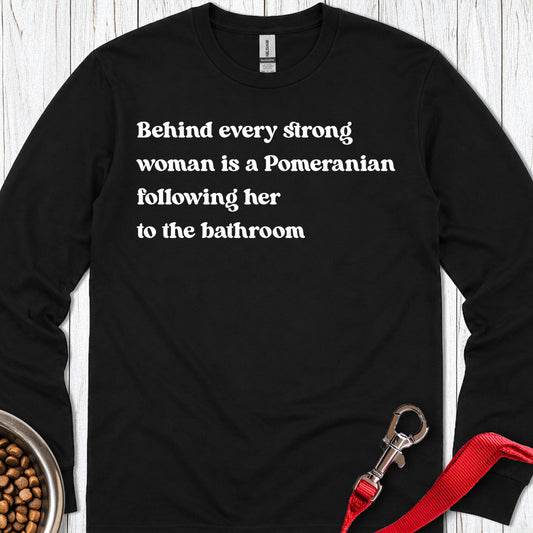 Pomeranian Strong Woman Long Sleeve — Black
