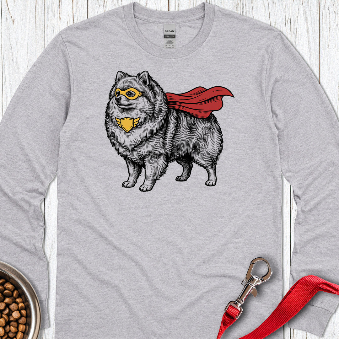 Pomeranian Superhero Long Sleeve — Sport Grey