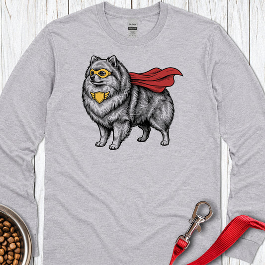 Pomeranian Superhero Long Sleeve — Sport Grey