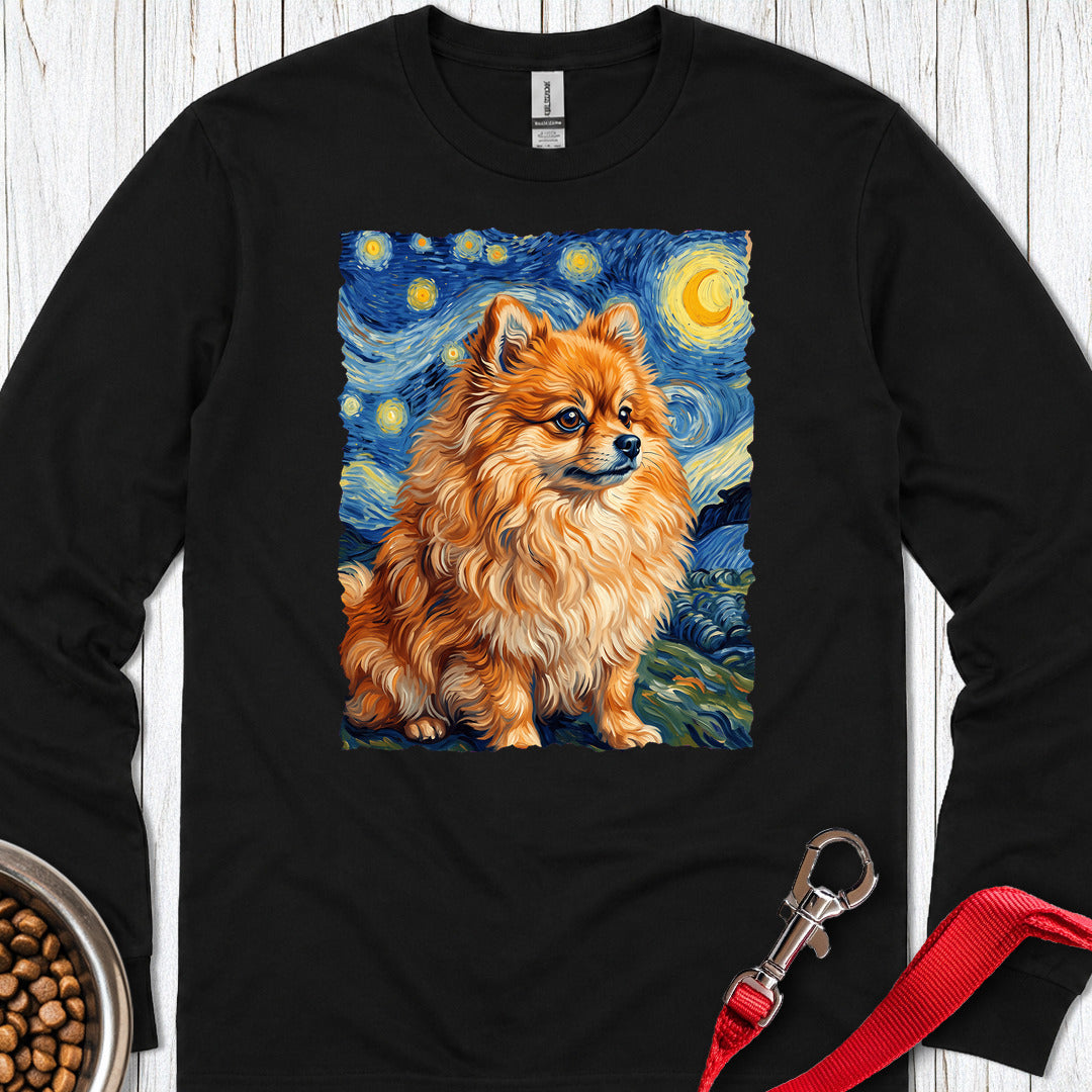 Pomeranian Van Gogh Long Sleeve — Black