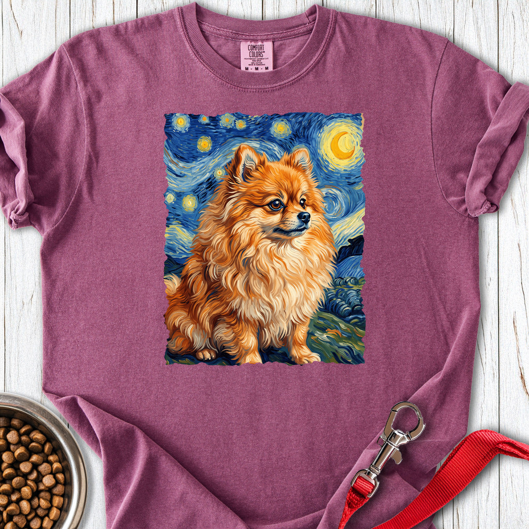 Pomeranian Van Gogh Premium Tee — Berry