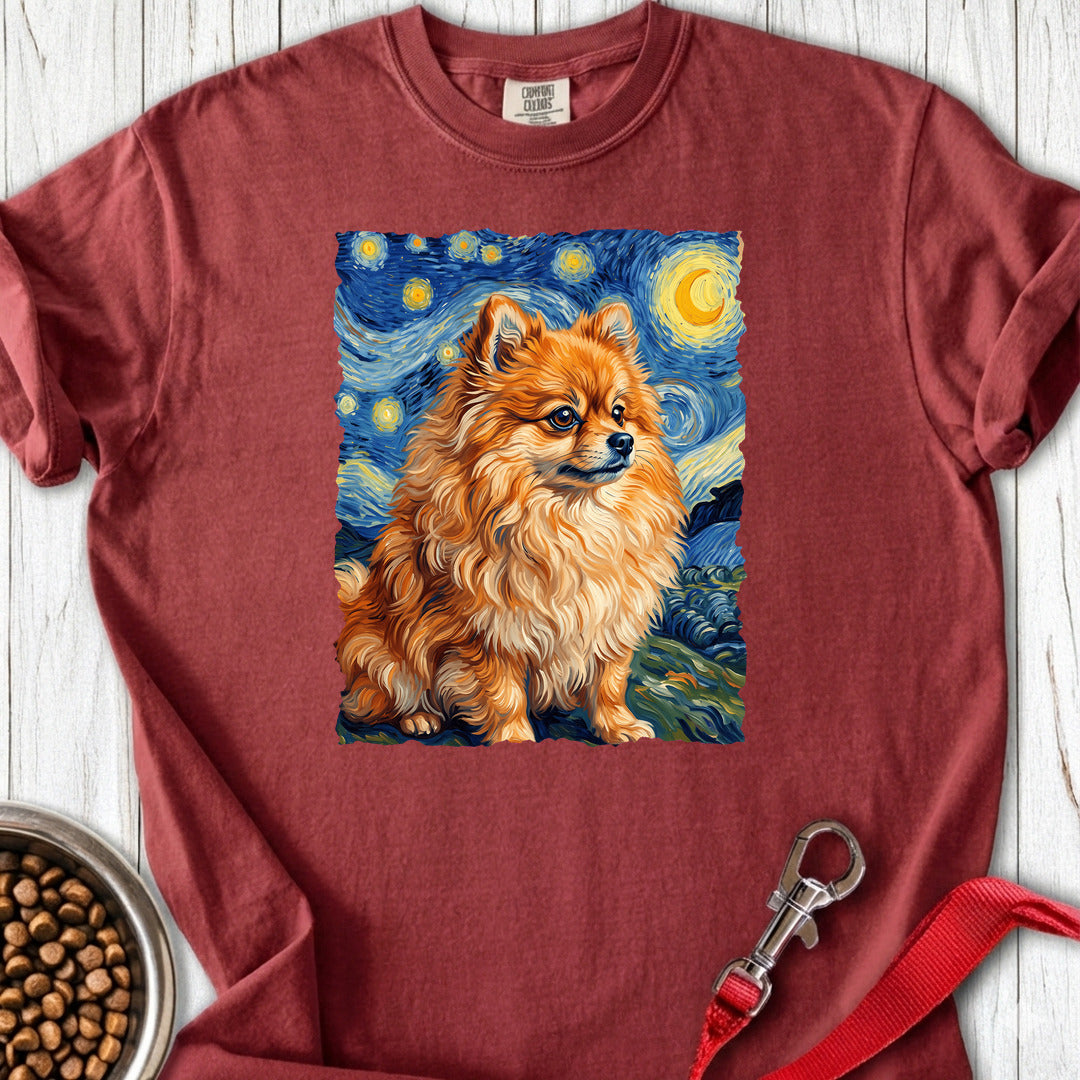 Pomeranian Van Gogh Premium Tee — Brick