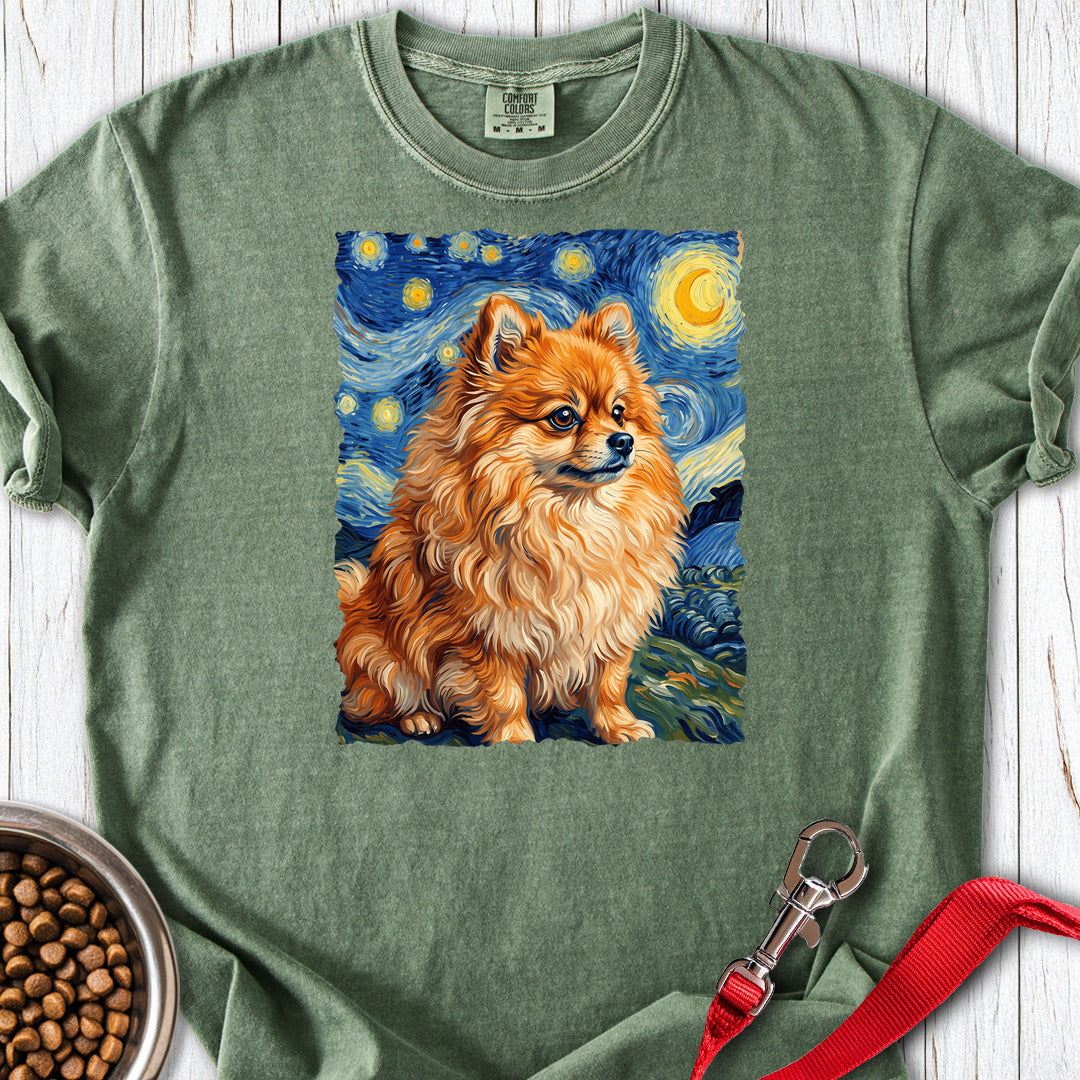 Pomeranian Van Gogh Premium Tee — Moss