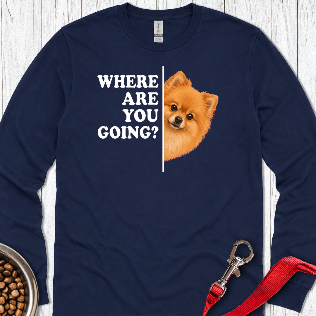 Pomeranian Where Are You Going Long Sleeve — Navy