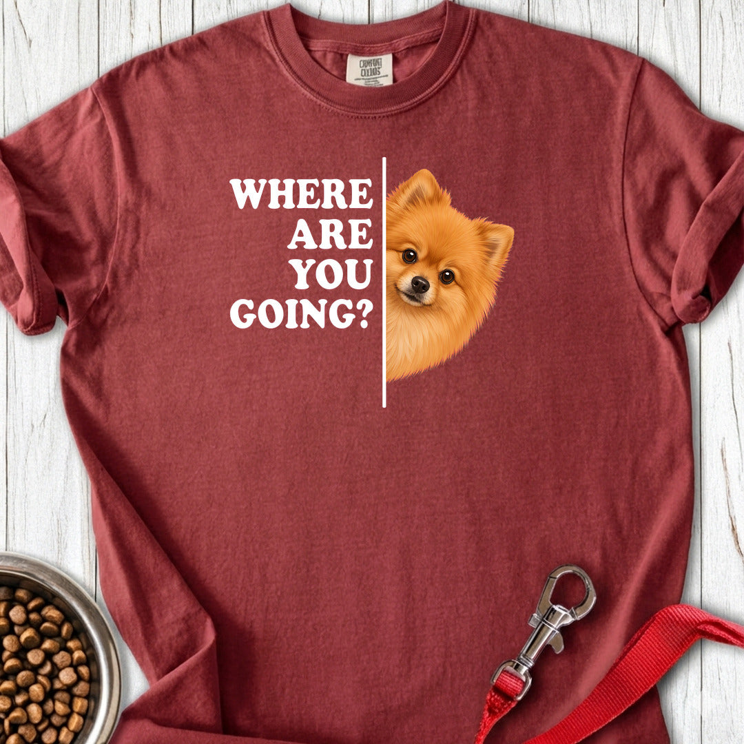 Pomeranian Where Are You Going Premium Tee — Brick