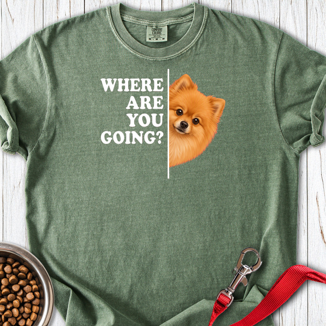 Pomeranian Where Are You Going Premium Tee — Moss