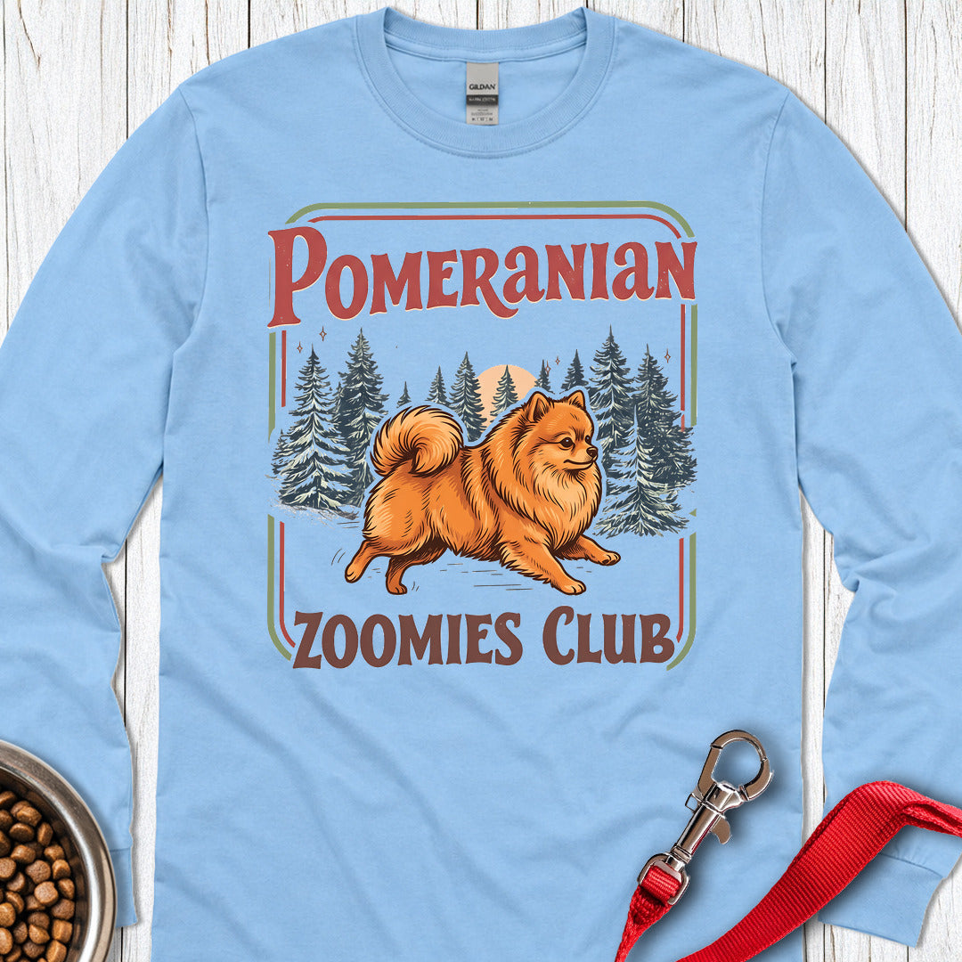 Pomeranian Zoomies Club Long Sleeve — Carolina Blue