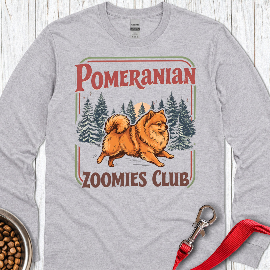 Pomeranian Zoomies Club Long Sleeve — Sport Grey