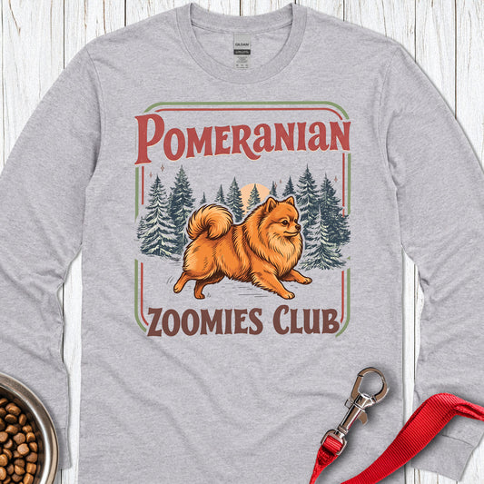 Pomeranian Zoomies Club Long Sleeve — Sport Grey