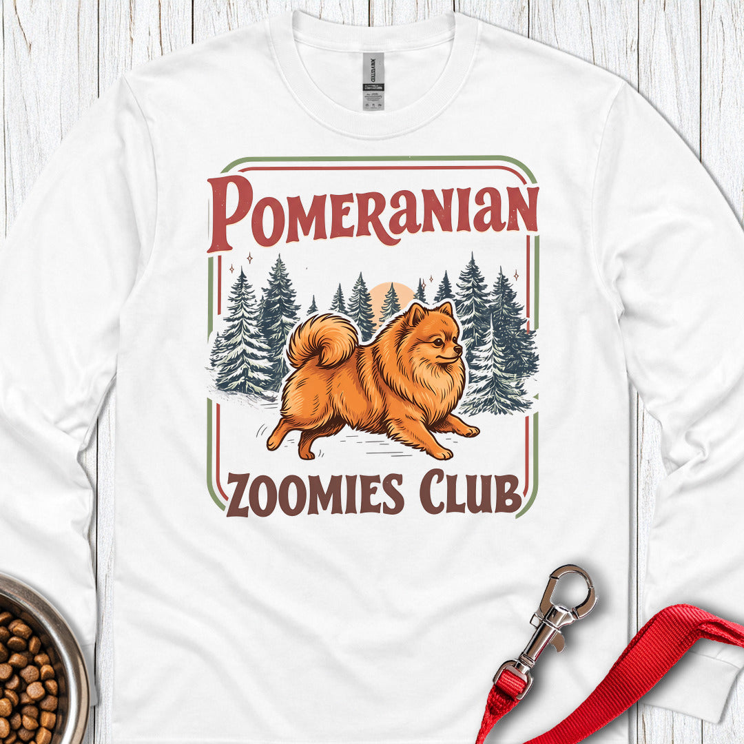 Pomeranian Zoomies Club Long Sleeve — White