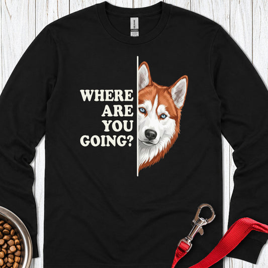 Red and White Husky Alert Long Sleeve — Black