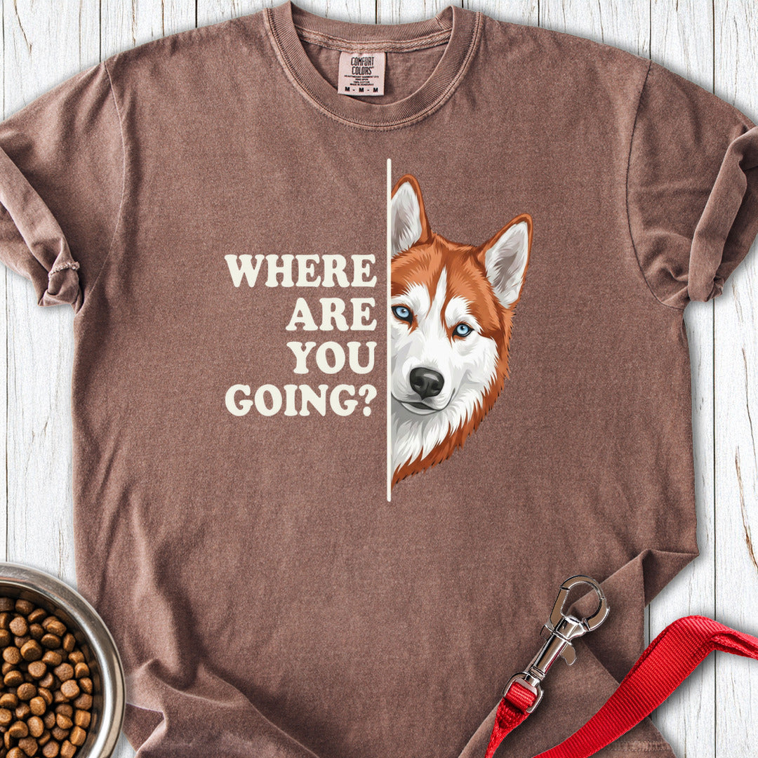Red and White Husky Alert Premium Tee Espresso