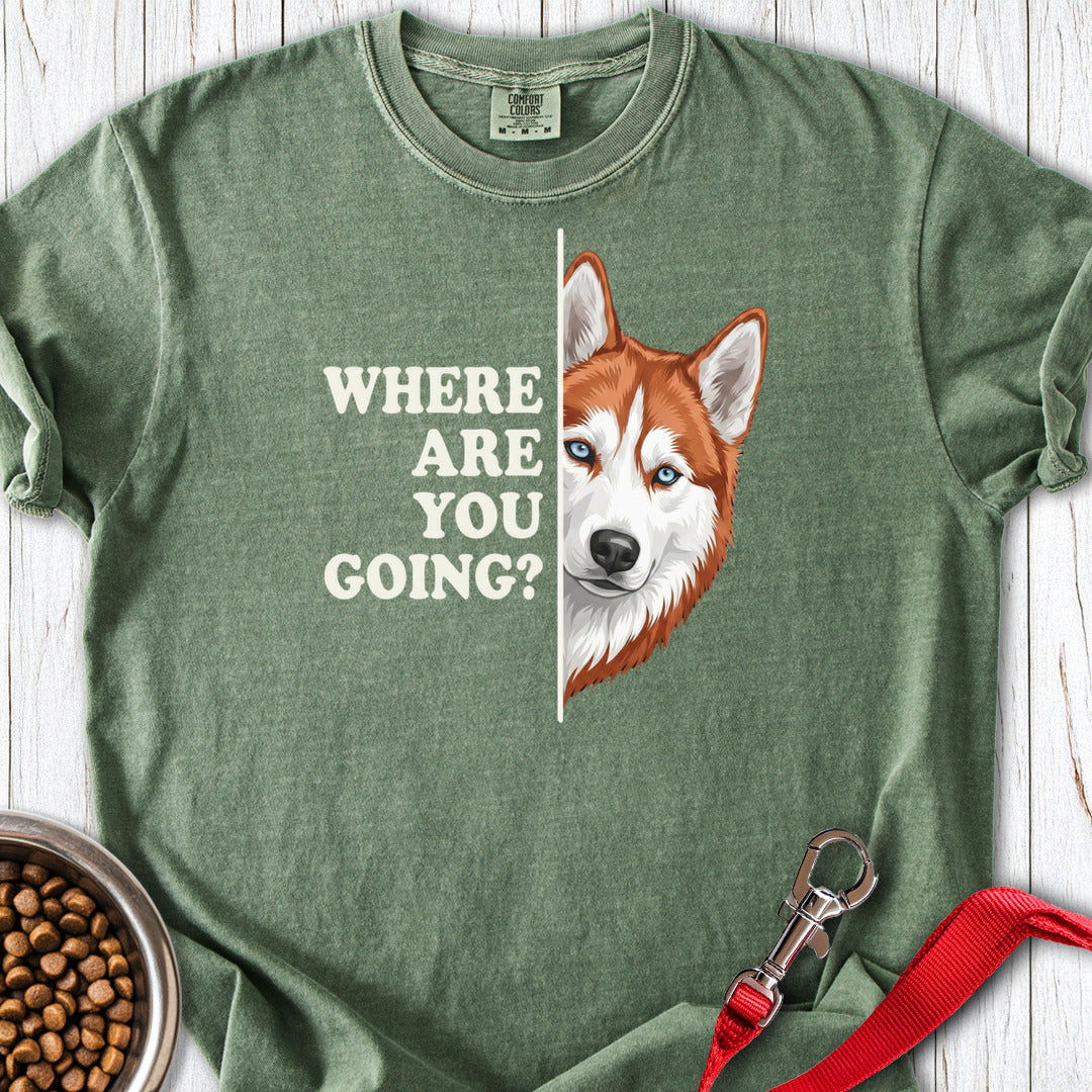 Red and White Husky Alert Premium Tee Moss