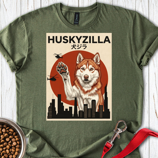 Red and White Husky Huskyzilla Military Green