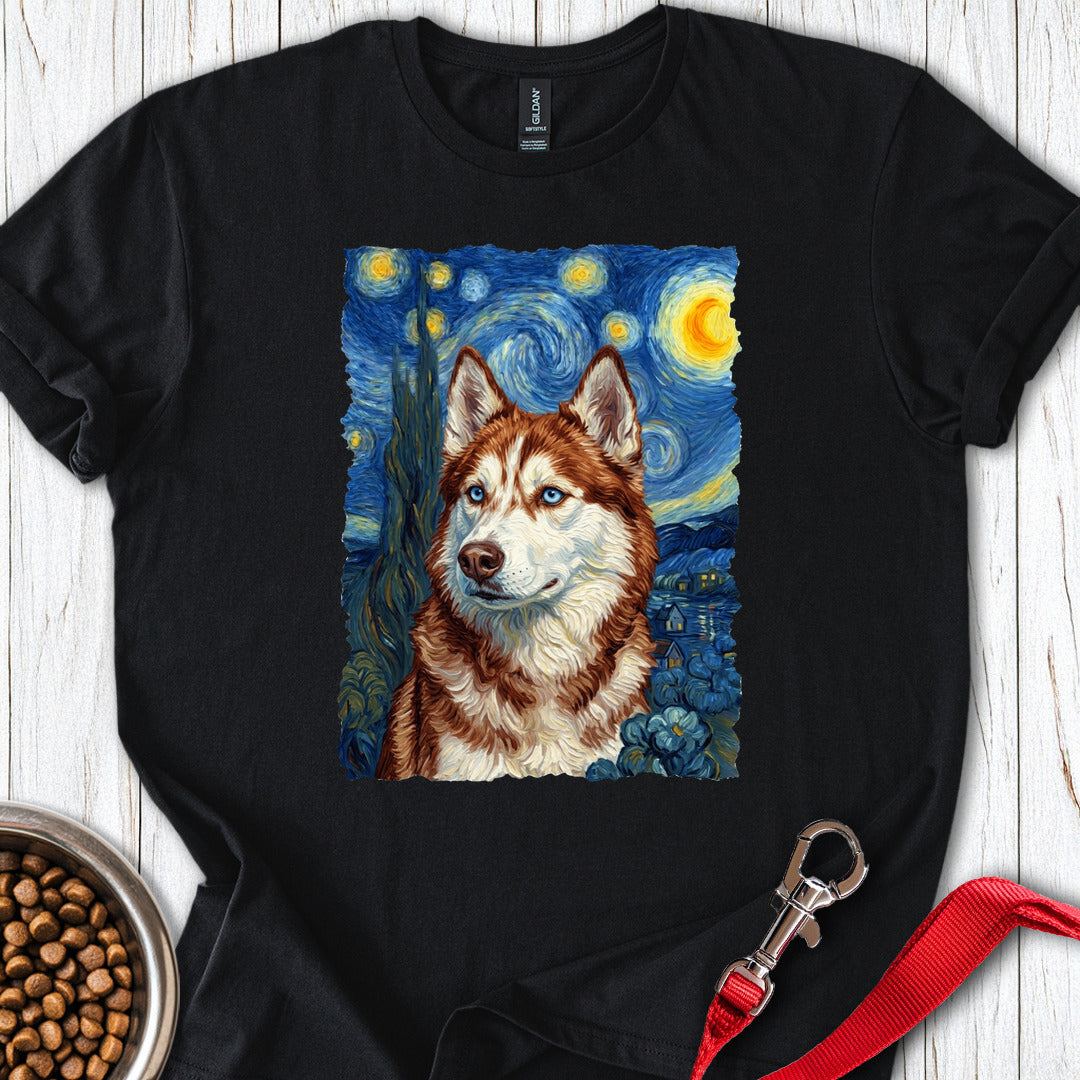 Red and White Husky Van Gogh Black
