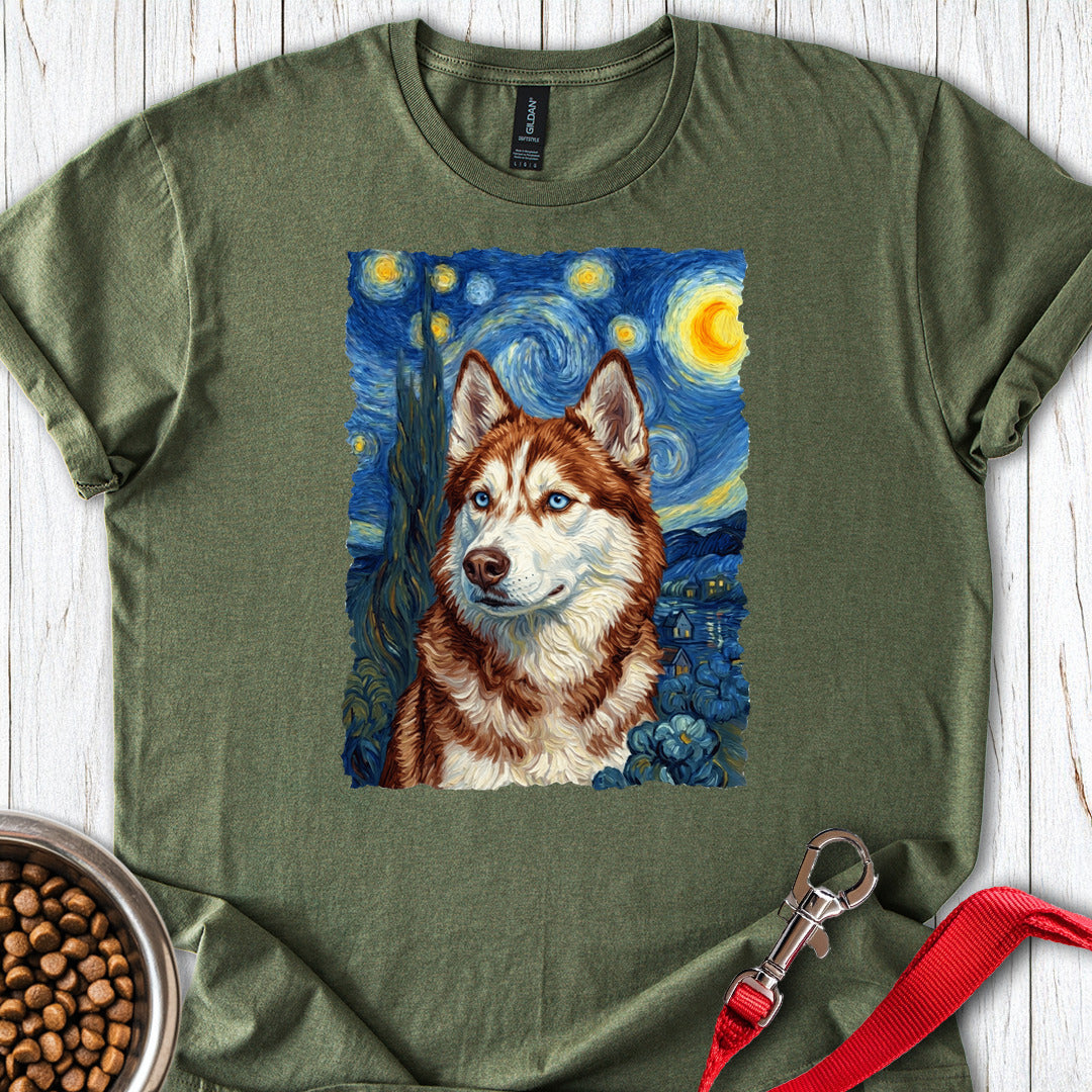 Red and White Husky Van Gogh Military Green