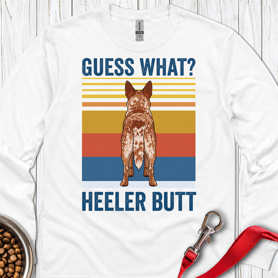 Red Heeler Butt Long Sleeve — White