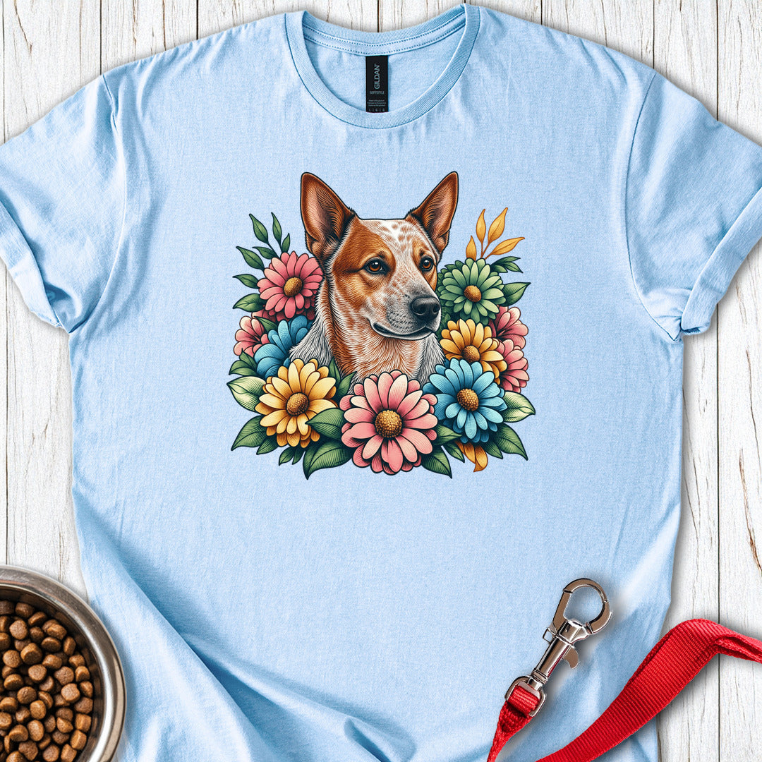 Red Heeler Floral — Light Blue