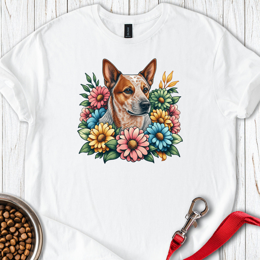 Red Heeler Floral — White