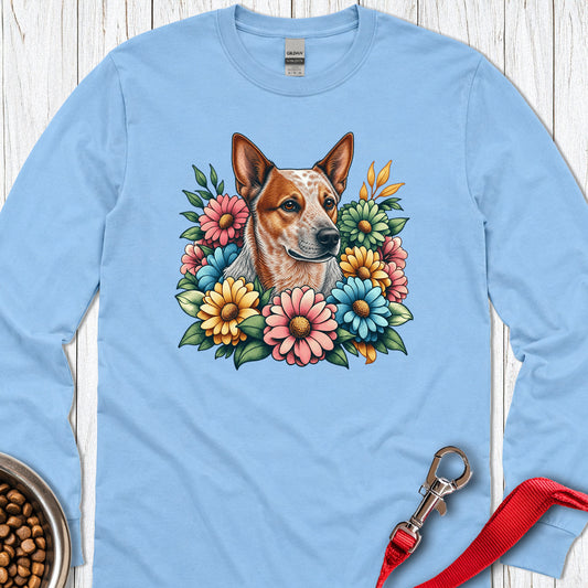Red Heeler Floral Long Sleeve — Carolina Blue