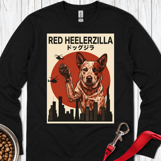 Red Heelerzilla Long Sleeve — Black