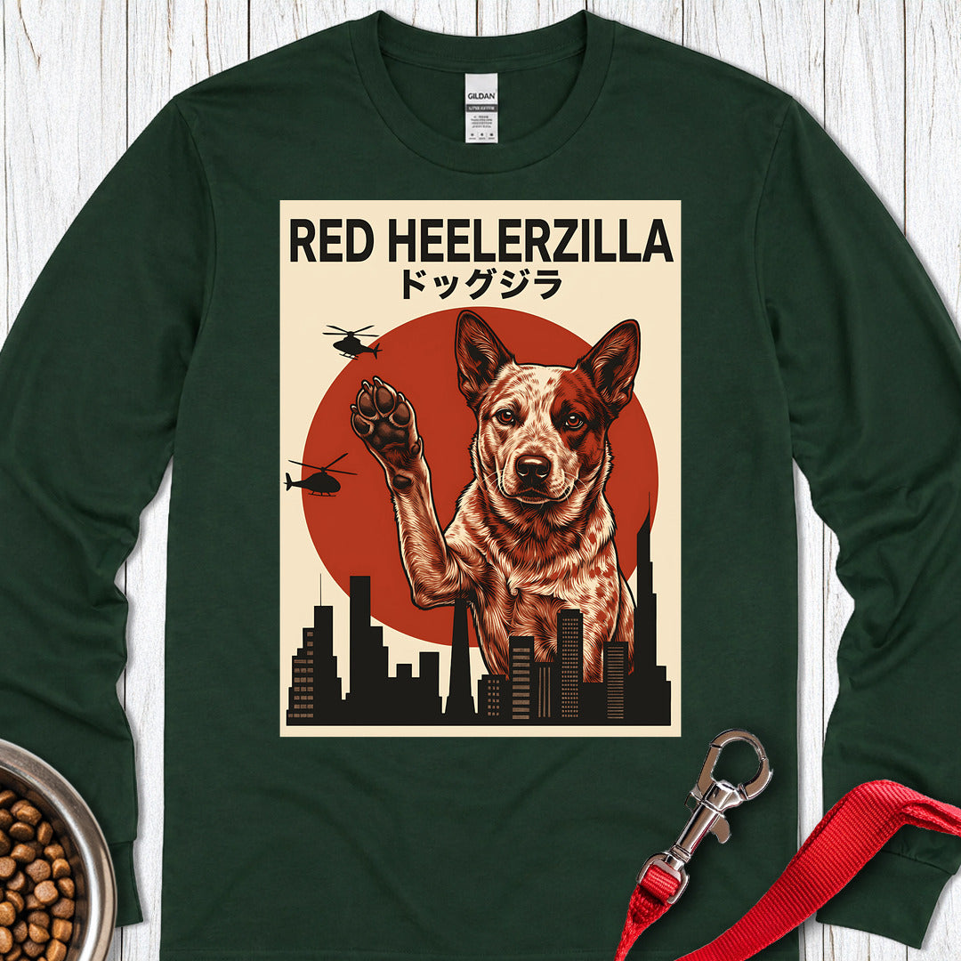 Red Heelerzilla Long Sleeve — Forest Green