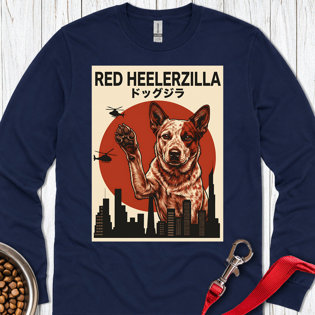 Red Heelerzilla Long Sleeve — Navy