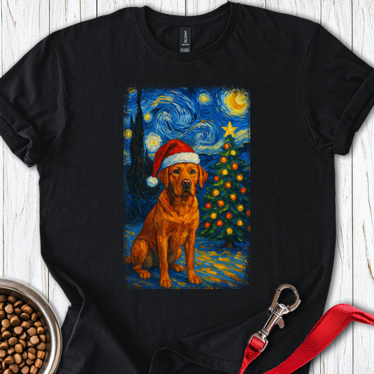 Red Labrador Christmas Van Gogh Black