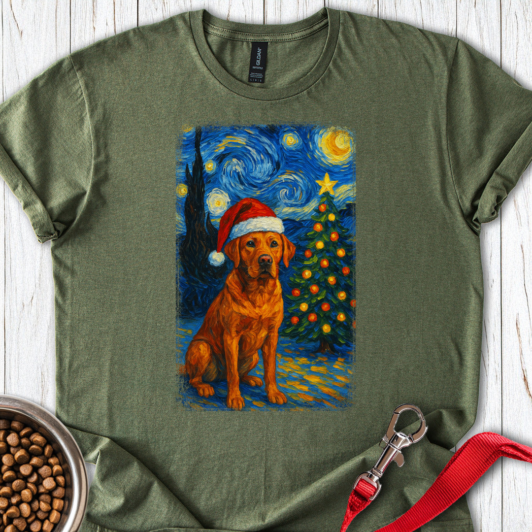 Red Labrador Christmas Van Gogh Military Green