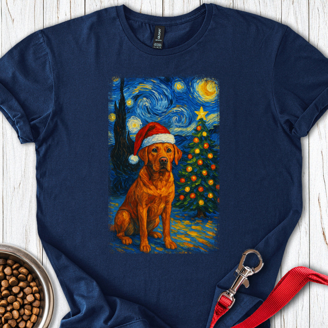 Red Labrador Christmas Van Gogh Navy