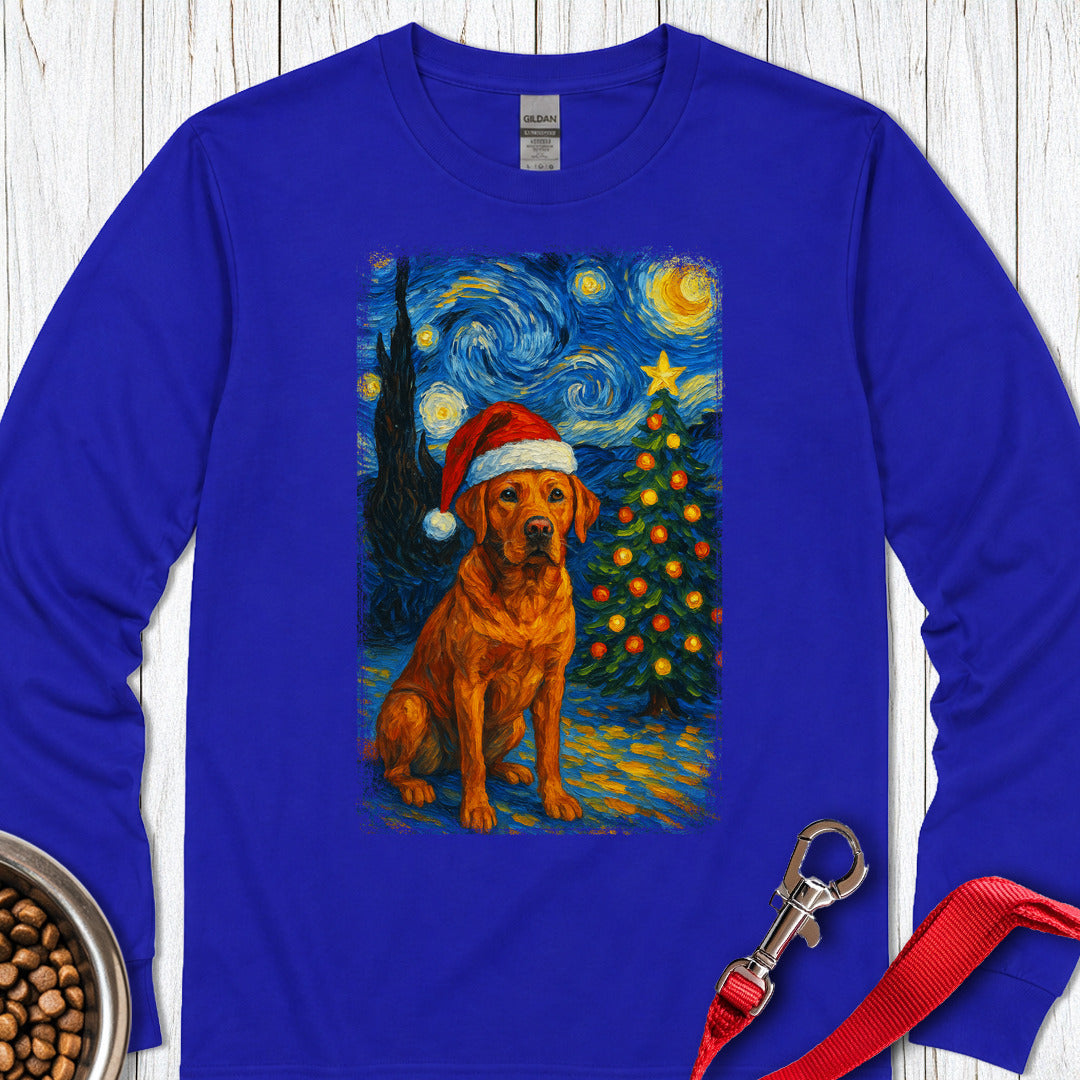 Red Labrador Christmas Van Gogh Long Sleeve — Royal