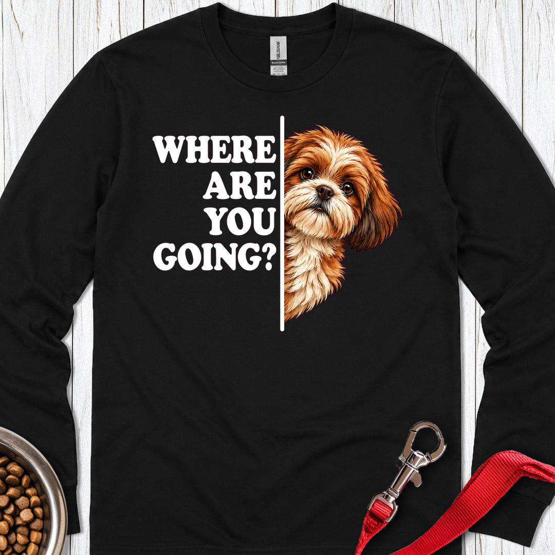 Red Shih Tzu Alert Long Sleeve — Black