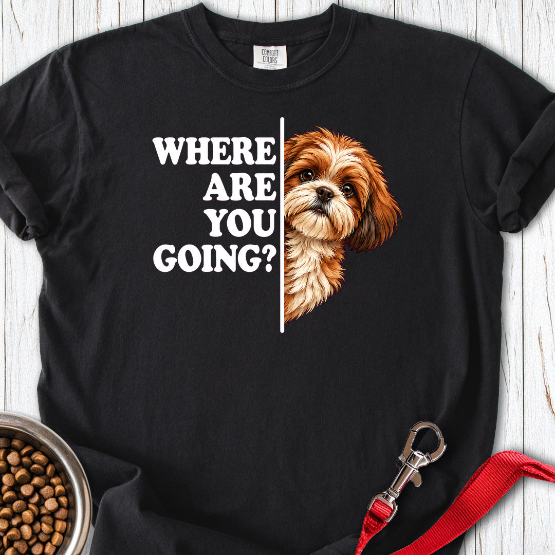 Red Shih Tzu Alert Premium Tee — Black