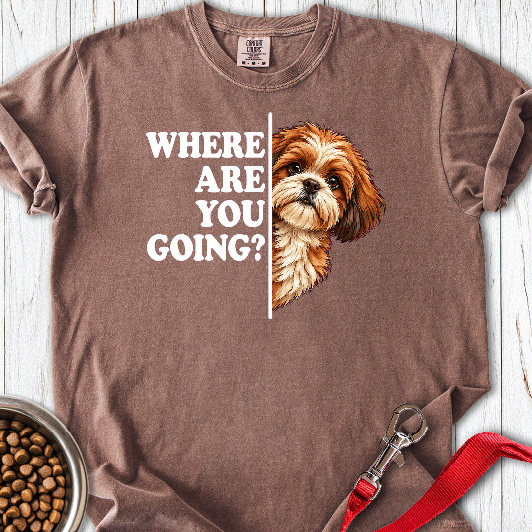 Red Shih Tzu Alert Premium Tee — Espresso