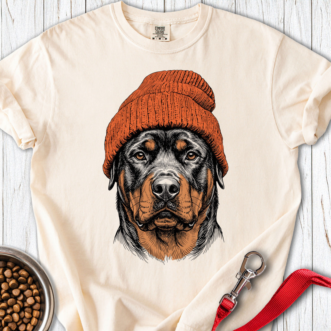 Rottweiler Beanie Premium Tee — Ivory