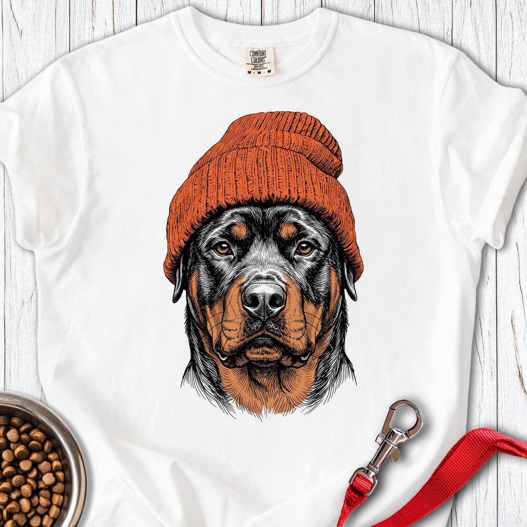 Rottweiler Beanie Premium Tee — White