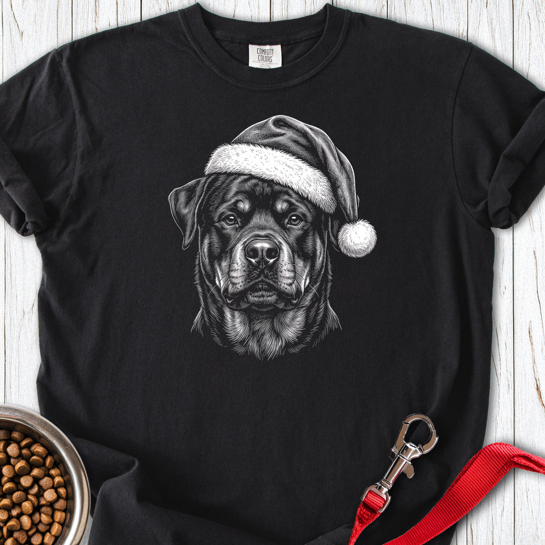 Rottweiler Christmas Santa Hat Premium Tee Black