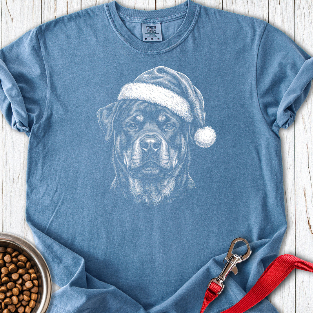 Rottweiler Christmas Santa Hat Premium Tee Blue Jean