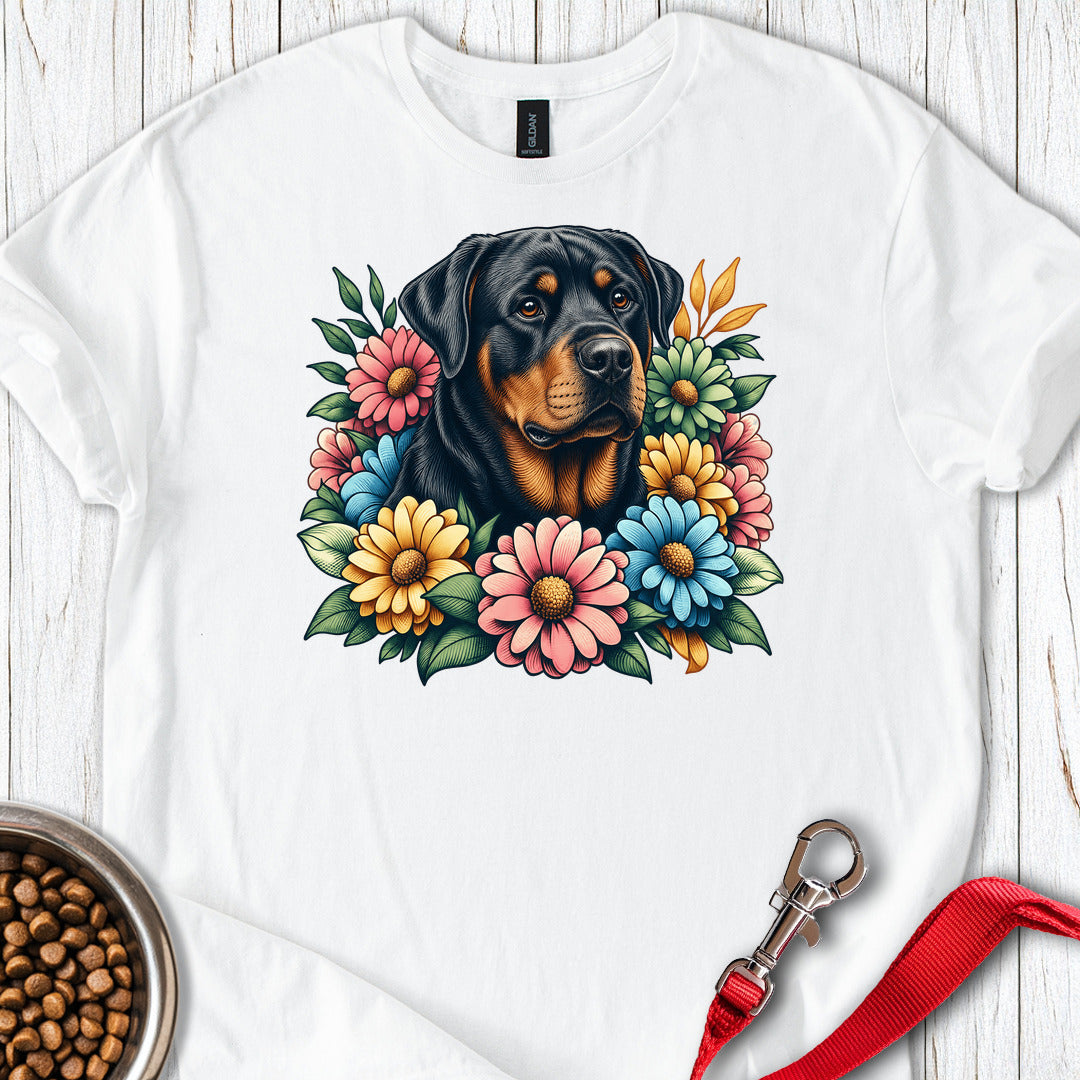 Rottweiler Flower Wreath — White
