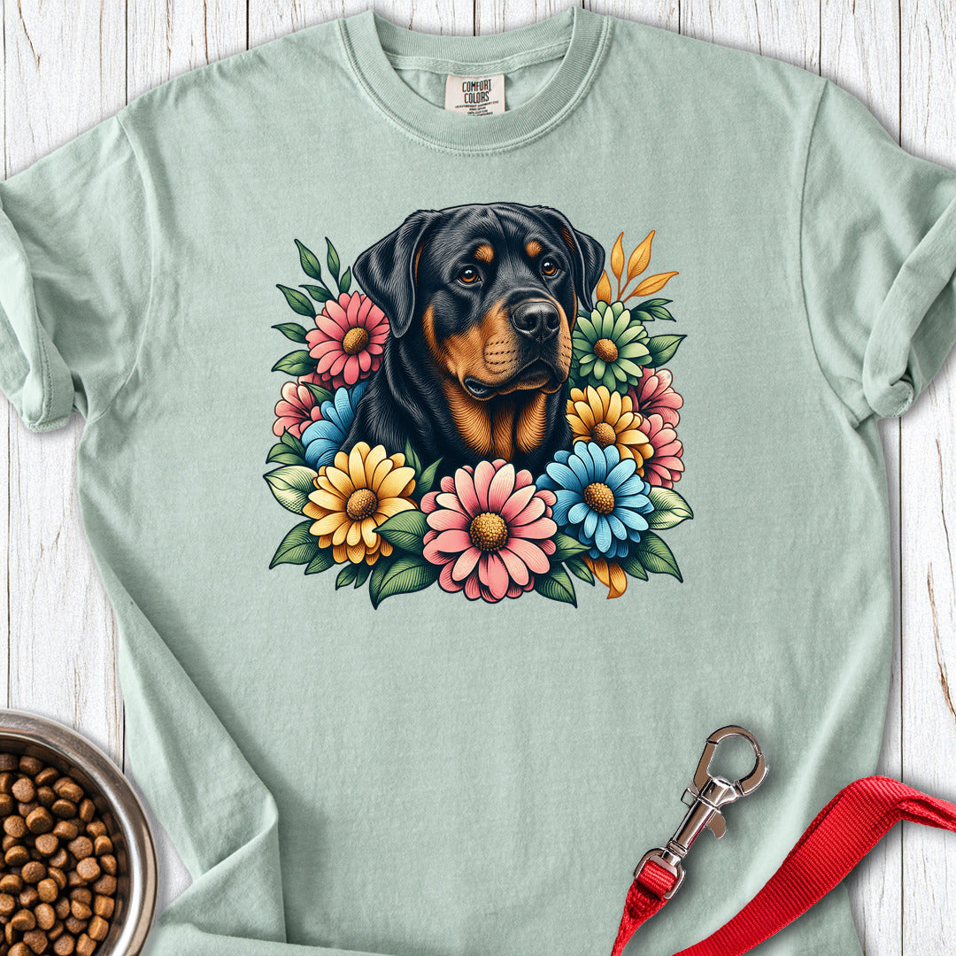 Rottweiler Flower Wreath Premium Tee — Bay