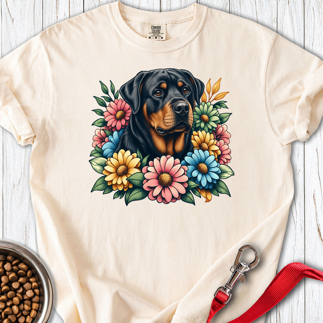 Rottweiler Flower Wreath Premium Tee — Ivory